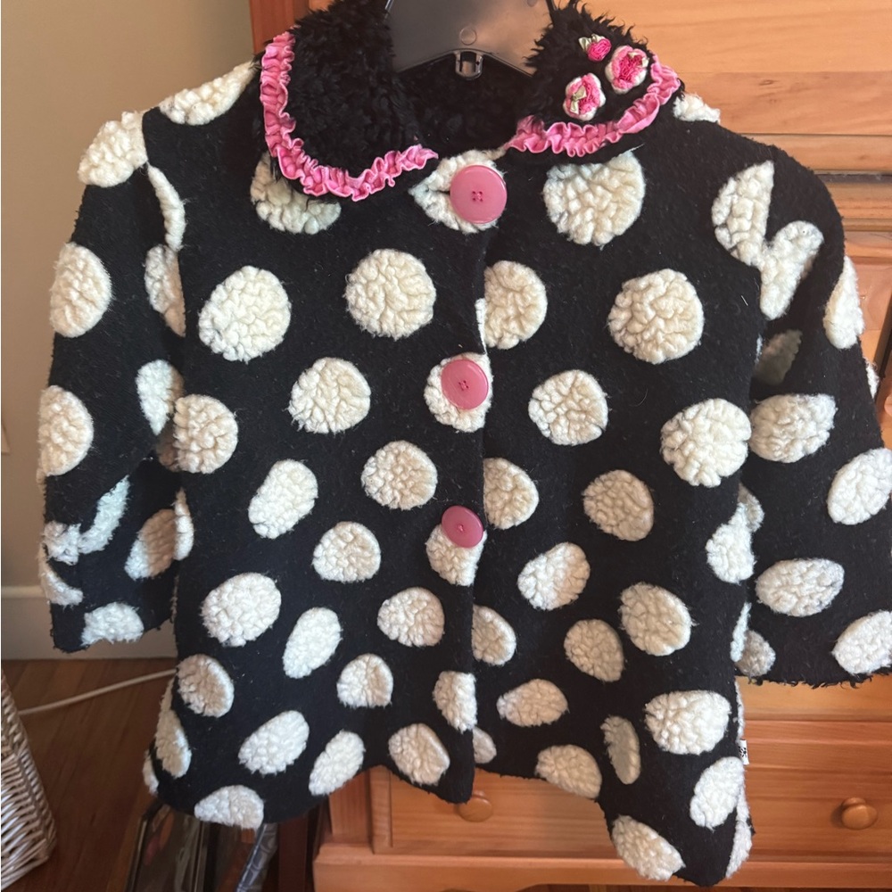 Chic Polka Dot Kids Cape with Pink Trim